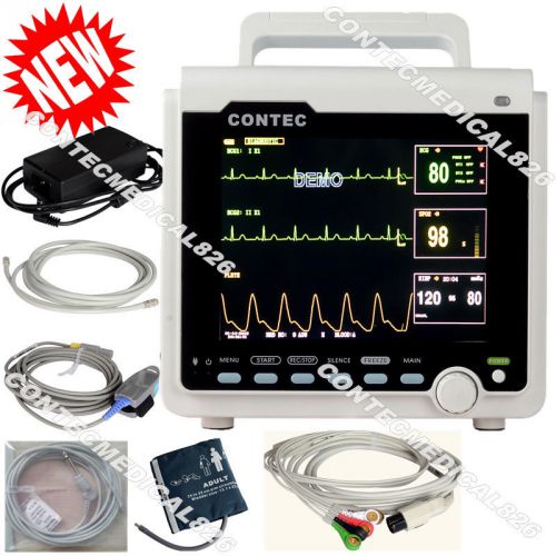 CE FDA Portable ICU Patient Monitor color 6 parameter ECG NIBP SPO2 RESP TEMP PR