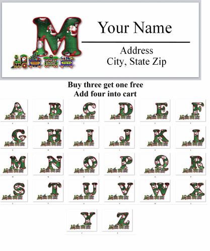 30 Personalized Address Labels Christmas MONOGRAM Buy 3 get 1 free (AC589)
