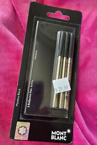 MONT BLANC 3 Ballpoint Pen Refills 107867 Black Ink, Sealed 3 Packs | NEW