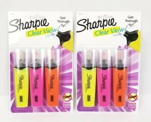 (Lot of 2) Sharpie Clear View Highlighters 3 Fluorescent Colors See Through Tip