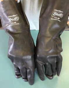 1 Pair Best Chloroflex Chemical Resistant Gloves Black 723-09 Unused