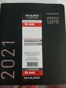 AT-A-GLANCE  Jan-Dec 2021 Weekly &amp; Monthly Planner   7 x 8-3/4&#034; Medium