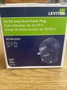 Leviton 931 Plug, Angle 6-30P/6-50P 30/50 Amp 250 Volt Commercial Plug - Black