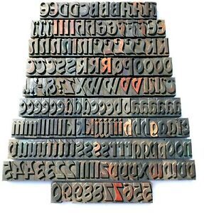 Letterpress WOOD Type 1 5/8&#034; DECORATIVE Alphabet 167pcs  *EXCEPTIONAL Typeface**