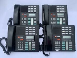 LOT of 4 Norstar NORTEL Black TELEPHONES Phone &amp; Handset M7310 NT8B20AB or AF