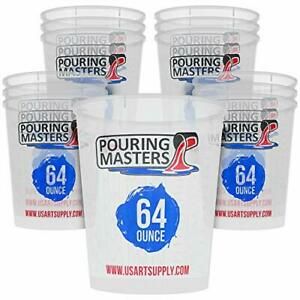 Pouring Masters 64 Ounce (2000ml) Graduated Plastic Mixing Cups (Box of 12)
