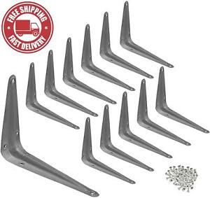 Wideskall Metal 4&#034; x 5&#034; inch Wall Corner Angle Shelving Shelf Brackets, Grey, Pa
