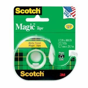 Scotch Magic Tape 1/2 Inch X 800 Inches 1 Each (Pack of 3)