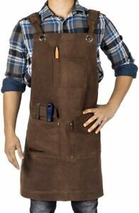 Woodworking Apron, Heavy Duty Waxed Canvas M-XL, Brown (Standard Edition)
