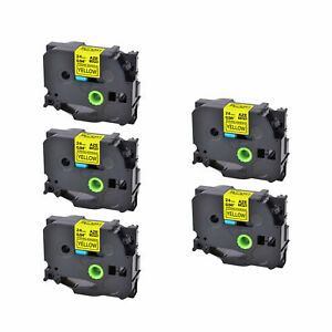 5PK Fits Brother PT-D600 TZ TZe-S651 Yellow Strength Adhesive Tape Label 24mm
