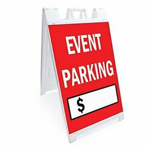 SignMission Event Parking with Price A-Frame Sidewalk Sign with Graphics On E...