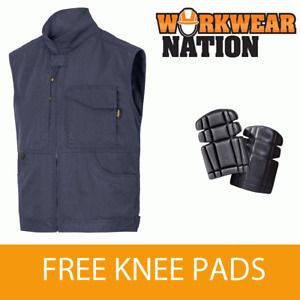 Snickers 4373 Service Vest Work Gilet, Multi Pocket Bodywarmer FREE KNEE NAVY