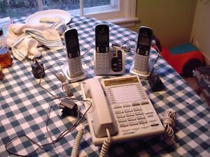 3 - Panasonic KX-TGC220 Cordless Phones and 1 2-Line Executive Desk Phone