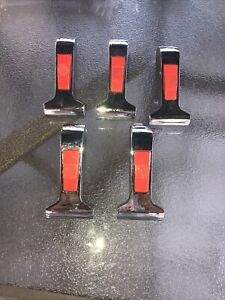 5 - &#034;T&#034; STYLE RED BUTTON CHROME DOOR HANDLE FOR IPSO WASHERS