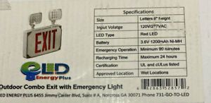 Wet Location Red Exterior Weatherproof Outdoor LED Combo Exit Sign Emergency ...