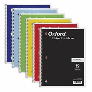 TOPS/ 1-Subject Notebooks, 8&#034; x 10-1/2&#034;, College Rule, 70 Sheets, 6 Pack,