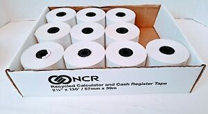 Lot Of 10 NCR Adding Machine Tape Paper Rolls Cash Register  2 1/4&#034;x130&#039; 57mm