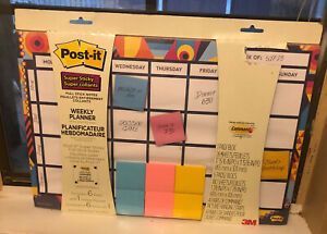 POST-IT SUPER STICKY WEEKLY PLANNER ~ 6 PADS 1 NOTE POCKET ~ NEW