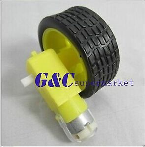 2PCS Smart Car Robot Plastic Tire Wheel with DC 3-6V Gear Motor For Arduino Robo