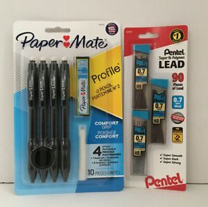Papermate #2 black mechanical pencils 0.7mm lead &amp; Pentel lead refill 0.7mm