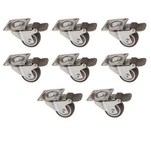 8x Heavy Duty Swivel Bearing Caster Wheels Rubber Base with Top Plate 1.25&#034;