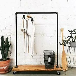 Industrial Pipe Clothing Rack Garment Rack Pipeline Vintage Rolling Rack with...