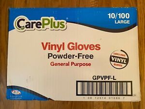 Large Disposable Vinyl Gloves Powder Free Full Case of 10 boxes 100/bx