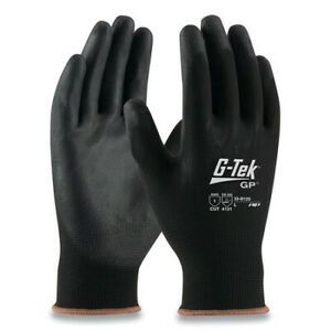G-TEK 33-B125/M GP Polyurethane-Coated Nylon Gloves, Medium, Black, PK12