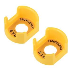 30mm Push Switch Button Protective Cover With Warning Circle Yellow 2pcs