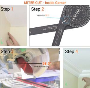Aluminum Alloy 1/4-Inch Miter Saw Protractor Angle Measuring Tool for DIY black