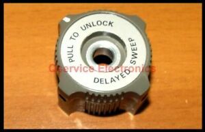 1 PC Tektronix Knob Gray Delayed Sweep With Silver Dial &#034;PULL TO UNLOCK&#034;  NOS
