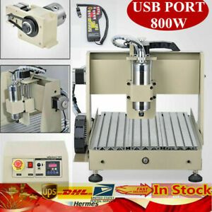 USB 4Axis 3040 CNC Router Engraver Metal Wood Drilling Milling Machine 800W+RC