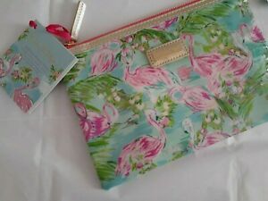 Lilly Pulitzer Floridita Agenda zipper reusable pencil pouch Summer Flamingo NWT