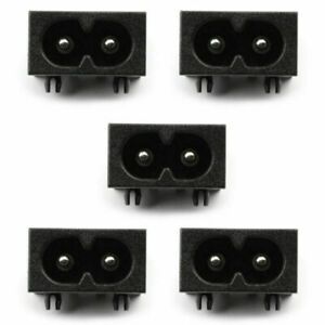 5X IEC320 C8 2 Pin Male Power Socket With Switch 2.5A 250V For Boat DIY AC-20A P