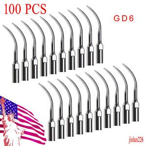100PCS Dental Ultrasonic Piezo Scaler Scaling Tips GD6 Fit DTE SATELEC SANDENT r