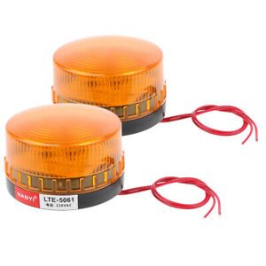 2Pcs AC220V Yellow Signal Industrial Tower Warning Flashing Beacon Light Alarm