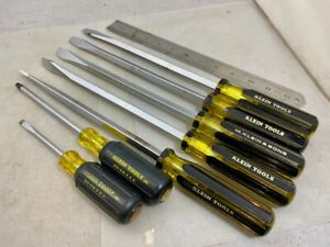 NEW OLD KLEIN USA LARGE SCREWDRIVER BUNDLE, Flathead &amp; Phillips, 7 Piece 19433