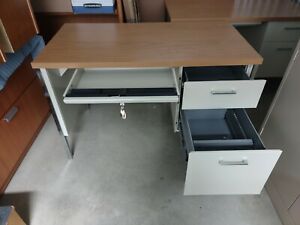 Hon 3400 Series SMALL OFFICE DESK w/Key 45.25&#034; X 24 X&#034; 29.5&#034; Harvest/Putty