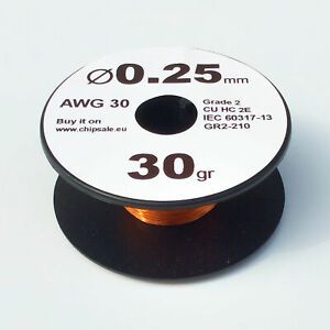 0.25 mm 30 AWG Gauge 30 gr ~65 m (1 oz) Magnet Wire Enameled Copper Coil