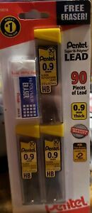 Pentel Super Hi-polymer 0.9mm Lead Refill - 0.90 Mm - Hb - Black - 3 Pack