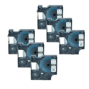6PK 18482 IND Polyester Label Tape for Dymo Rhino 5000 Black on White 3/8&#034;