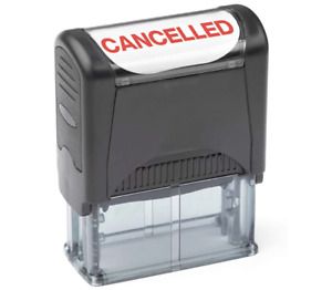 Self Inking Rubber Stamp, Refillable Red Ink &#034;CANCELLED&#034; - (9/16&#034; x 1-1/2&#034;)