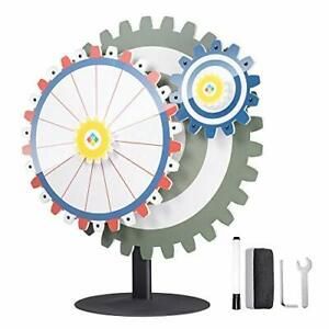 24&#034; Dual Gear Linkage Prize Wheel Tabletop Spinning Game Editable 15 Aqua