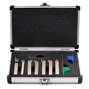 OSCARBIDE 1/4&#034; Shank Indexable Carbide Lathe Turning Tool Holder 7 Pcs/Set, Bit