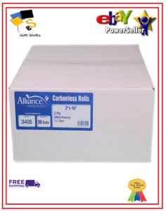 Alliance 2 Ply Carbonless Receipt Rolls 3&#034; x 90&#039;  2-Ply White/Canary - 50 Rolls