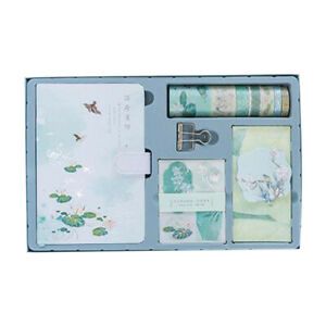 1set Magnetic Buckle With Paper Stickers Clips Horizontal Line Journal Notebook