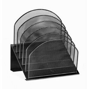 ADIROFFICE ADI634-01-BLK-2pk Mesh 5-Slot Black Desktop Organizer, PK2