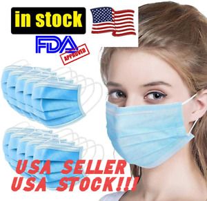 US-STOCK FDA APPROVED- 3-Ply Disposable Medical Surgical Mask Earloop Protection