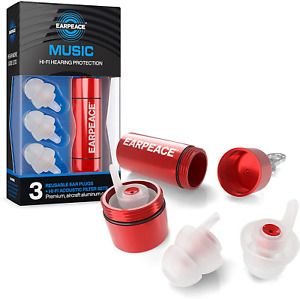 EarPeace Concert Ear Plugs - Reusable High Fidelity Earplugs - Hearing for Music