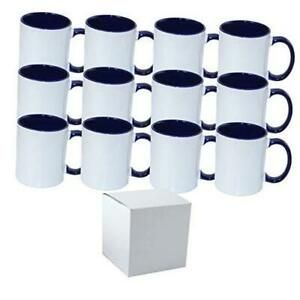 Pack Of 12 11OZ DARK BLUE Inside/Handle Ceramic Sublimation Coffee Mug -